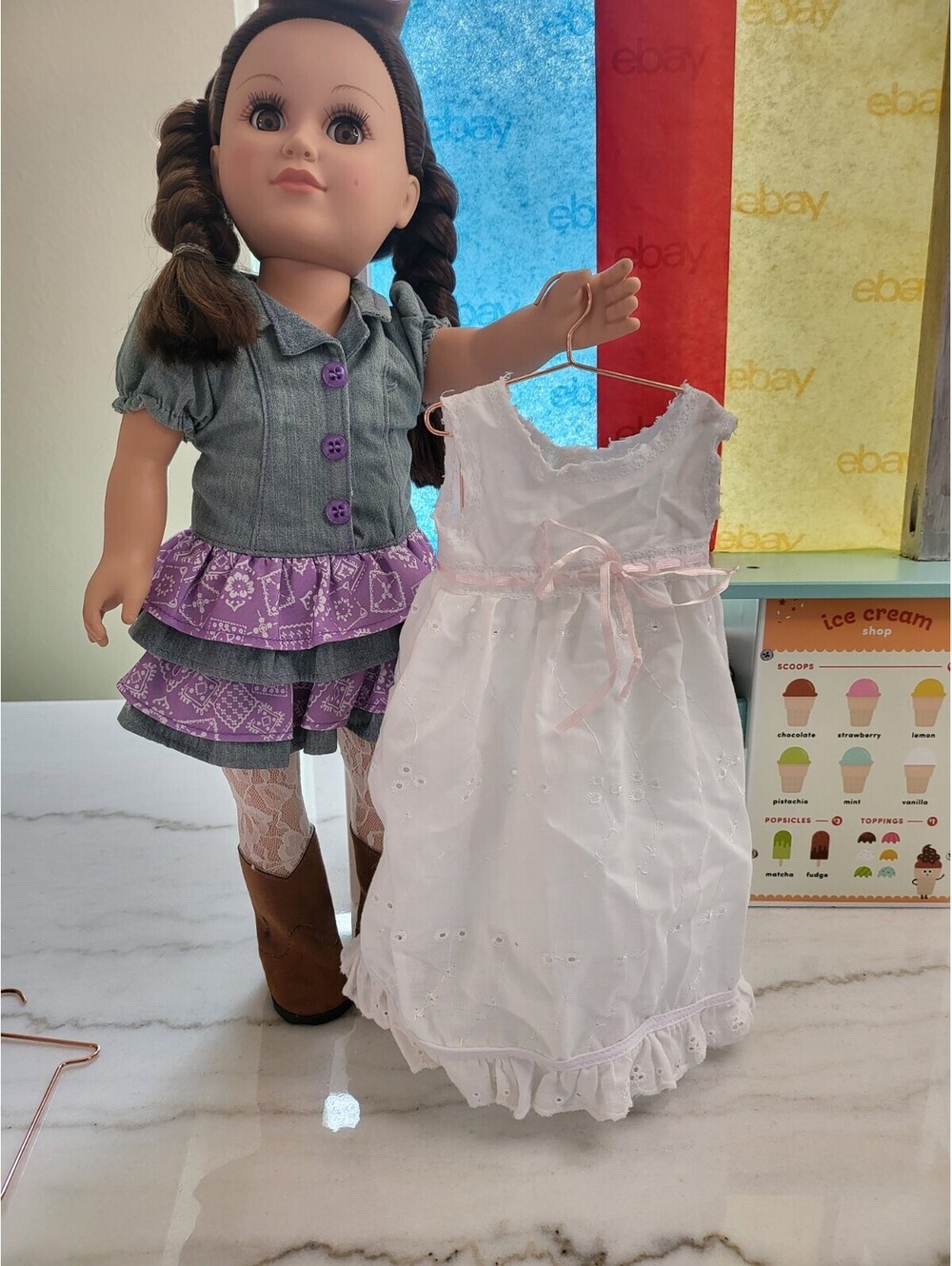 18” Doll Pajama Dress Clothing Fits/w OG Battat American Girl PJs Only A21